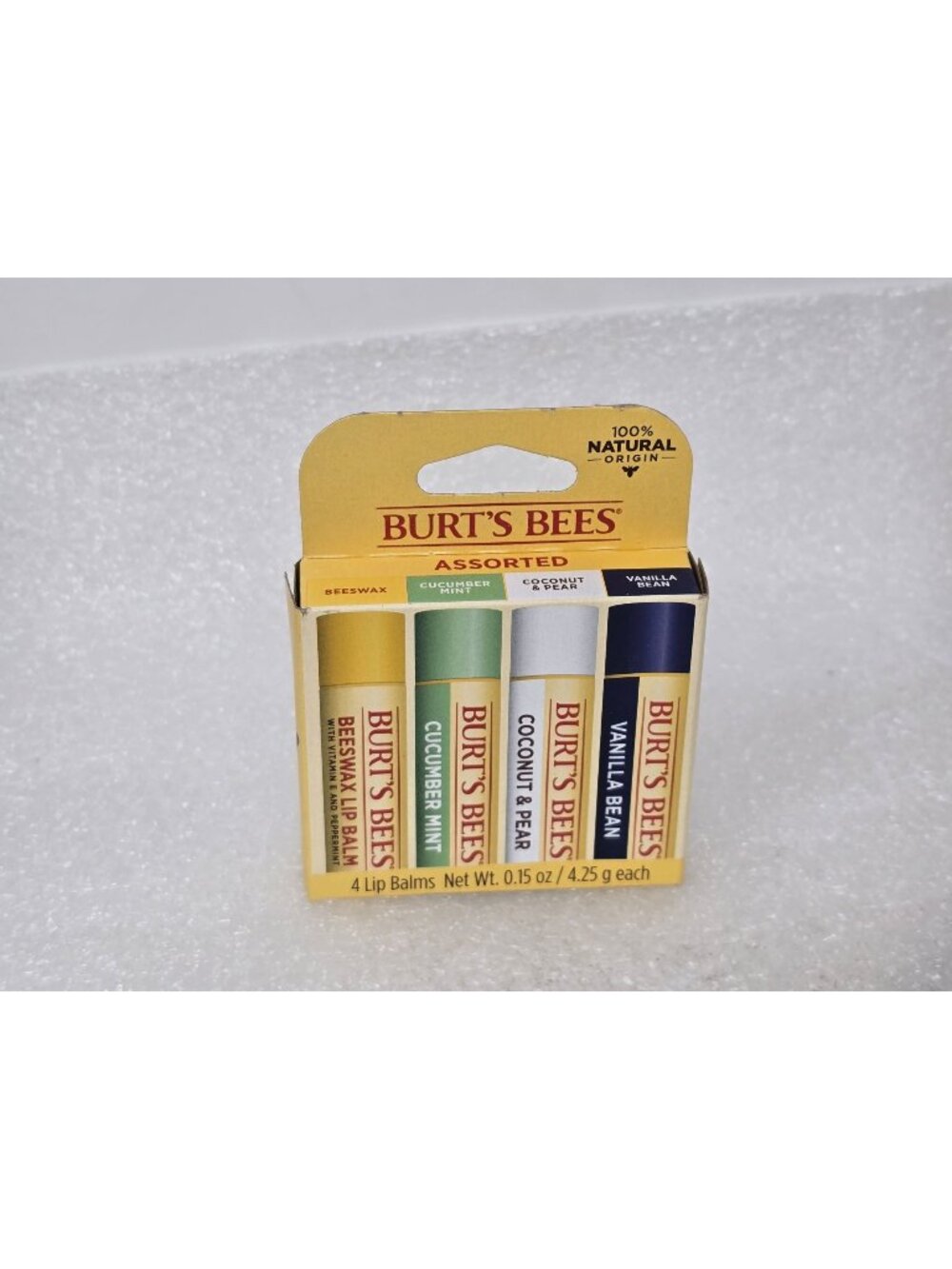 Burt's Bees Assorted Lip Balm Set Beeswax Cucumber Mint Coconut & Pear Vanilla
